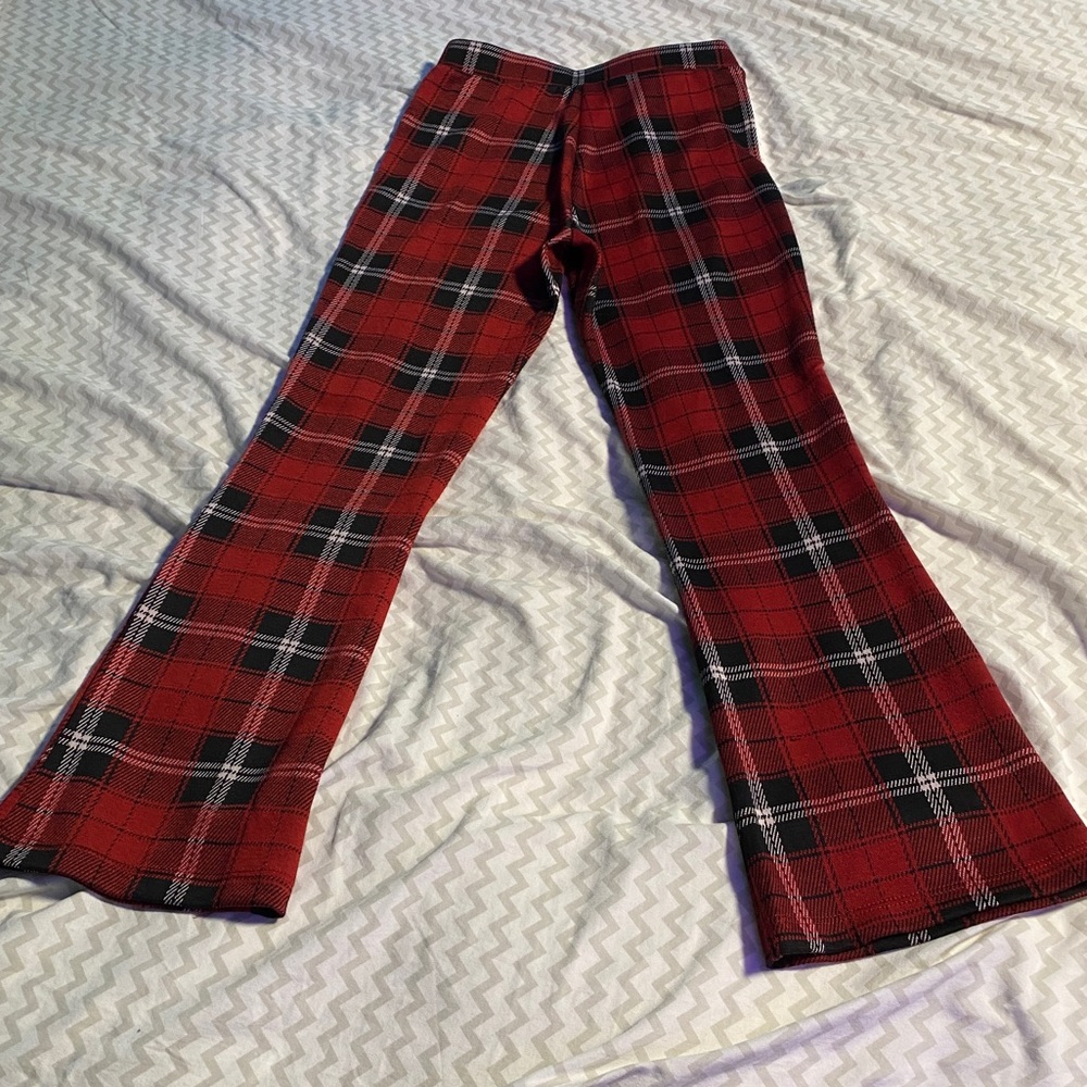 forever 21 plaid flare pants